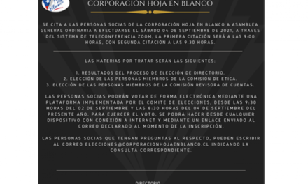 ASAMBLEA GENERAL DE PERSONAS SOCIAS  CORPORACIÓN HOJA EN BLANCO